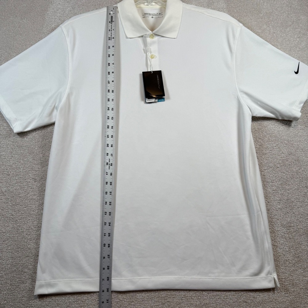 NEW Nike Golf Polo Shirt Mens Large White Dri-FIT Short Sleeve - Picture 7 of 8
